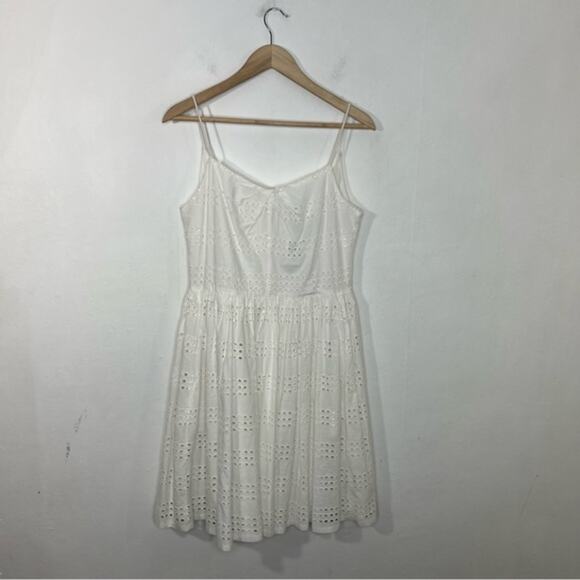 J. Crew White Eyelet Spaghetti Strap Classic Dress Size 6 NWT - Picture 1 of 12